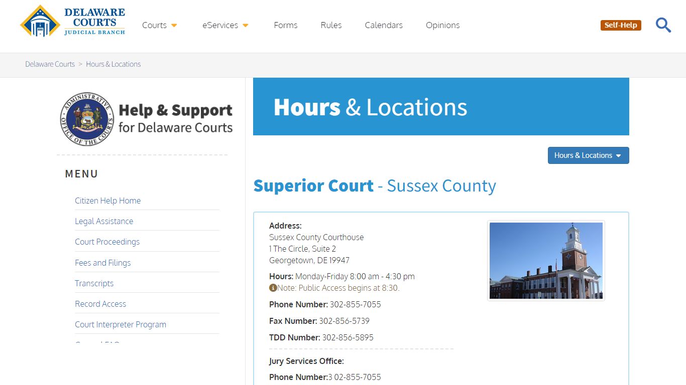 Superior Court: Sussex County Location - Delaware